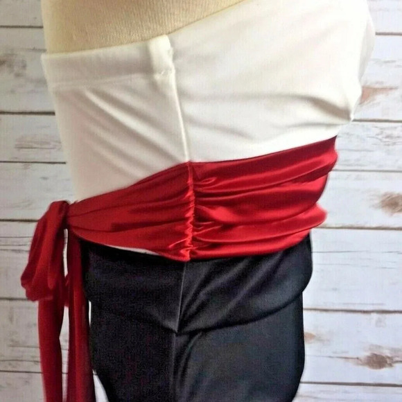 SPEECHLESS Women Formal Strapless Above Knee Length Black/White/Red Dress Sz S - Picture 5 of 11